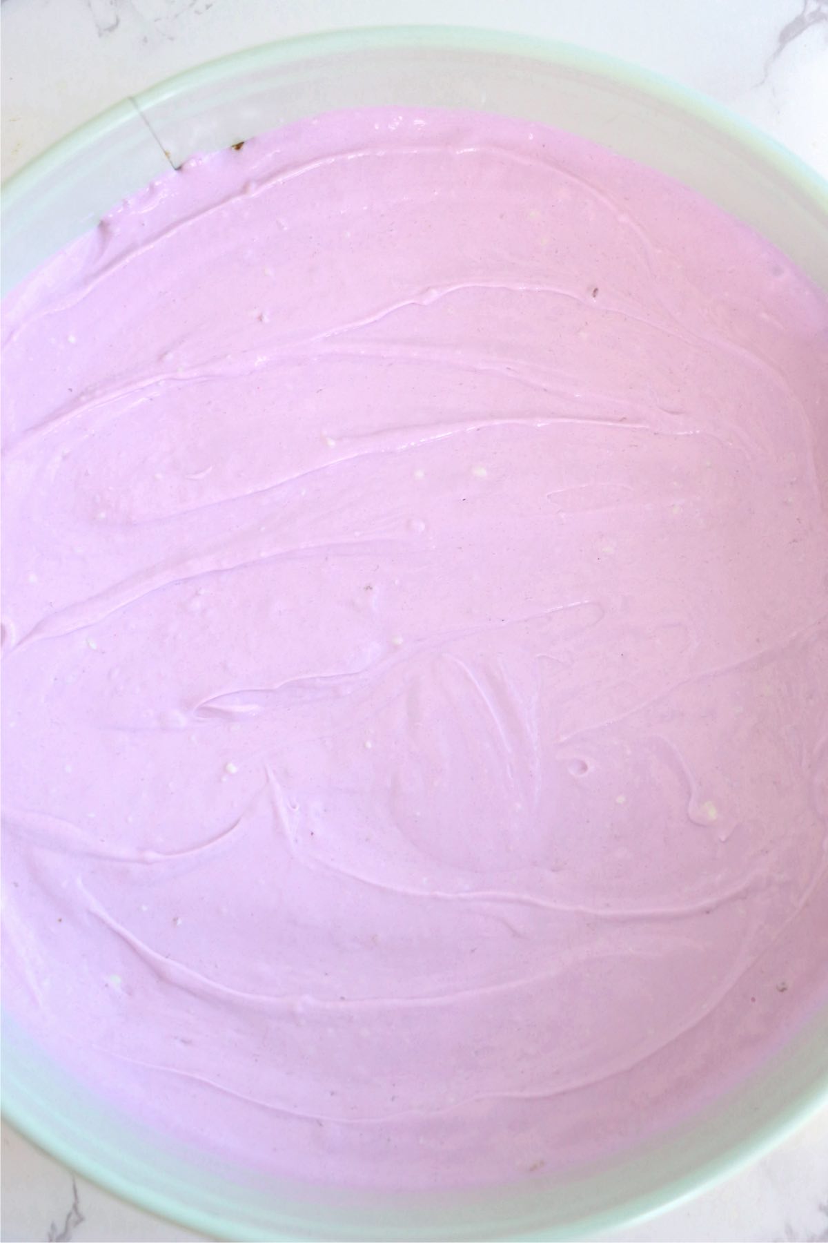Purple layer on Easter cheesecake