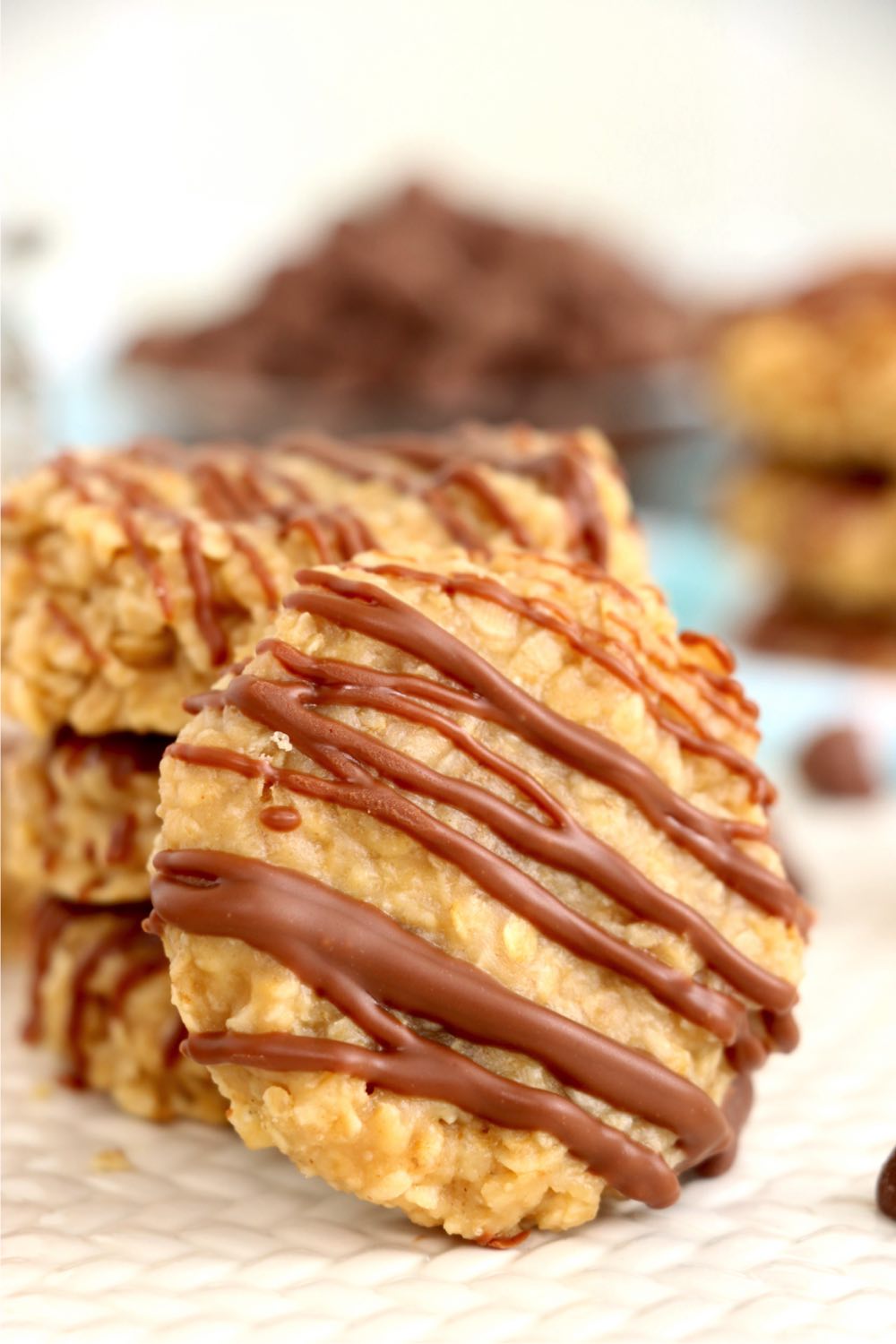 stack of preacher cookies with drizzle