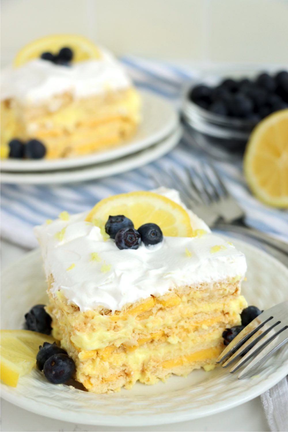 piece of layered lemon dessert