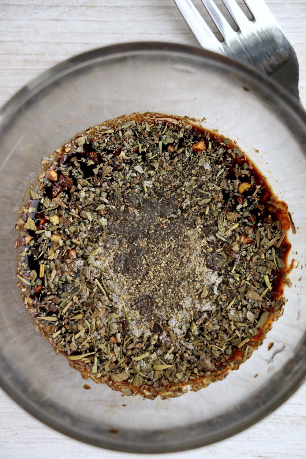 panzanella salad dressing in glass bowl