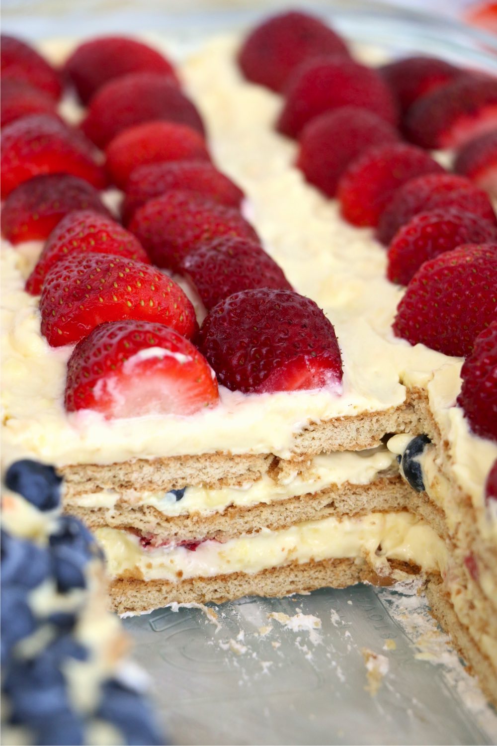 layer cake with piece removed