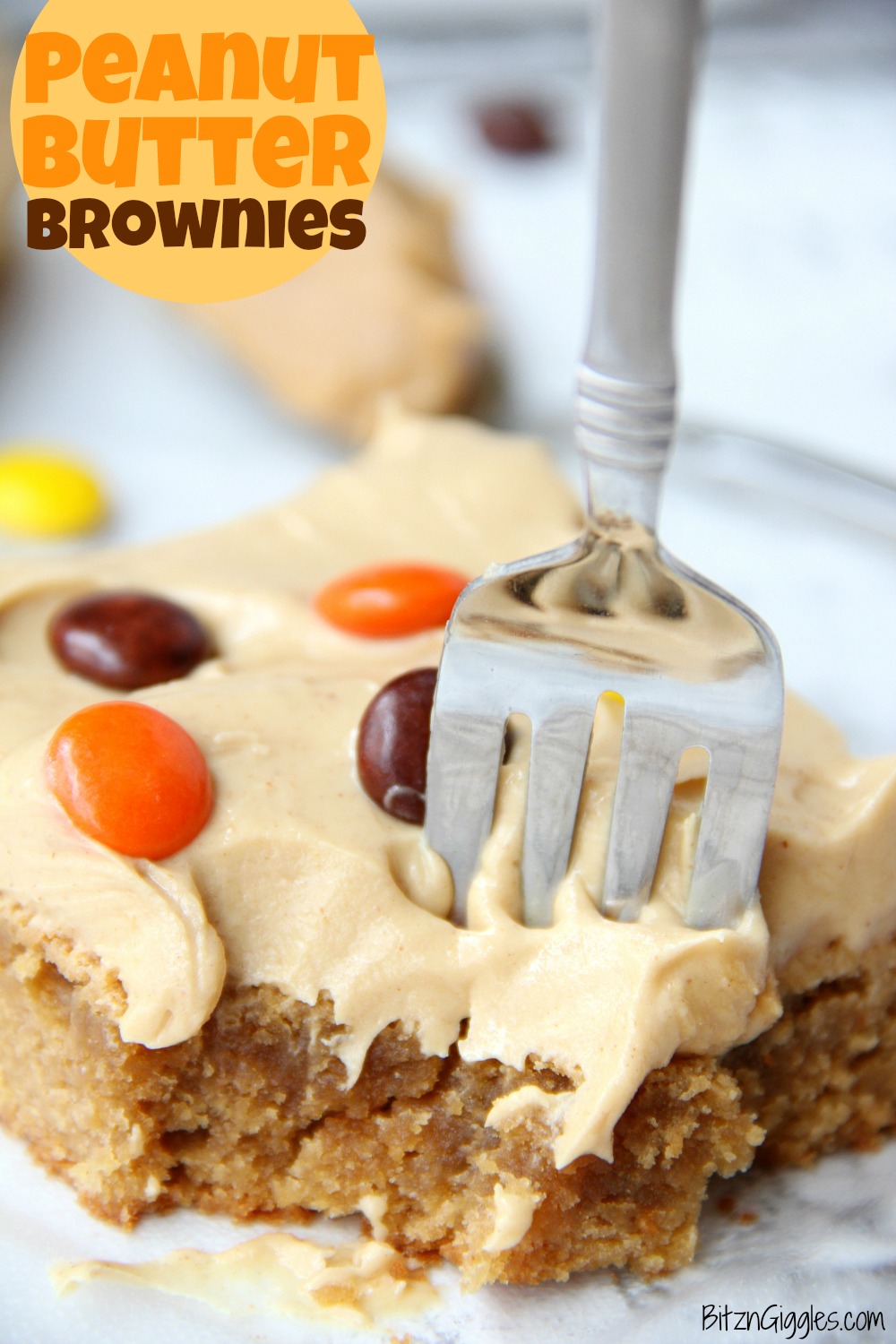 Peanut Butter Brownies – For the peanut butter lovers! Moist, cake-like peanut butter brownies topped with light and fluffy peanut butter frosting!