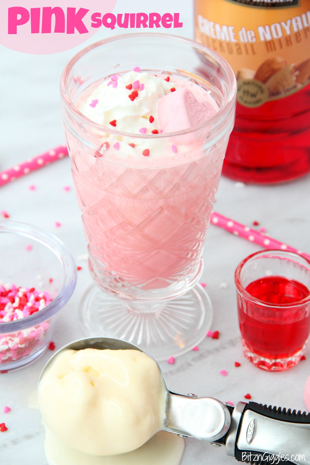 Pink squirrel ice cream after dinner drink