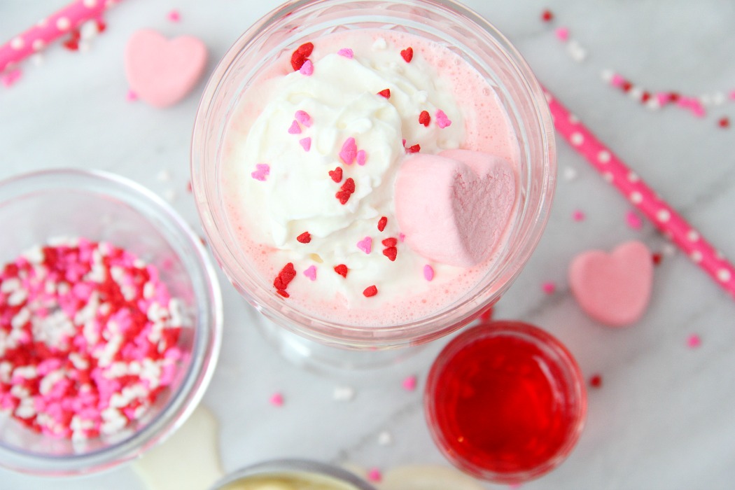 top shot of pink squirrel ice cream drink