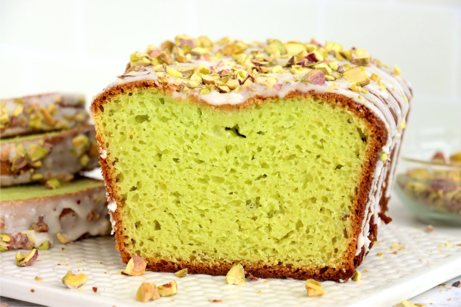 cut pistachio loaf of bread