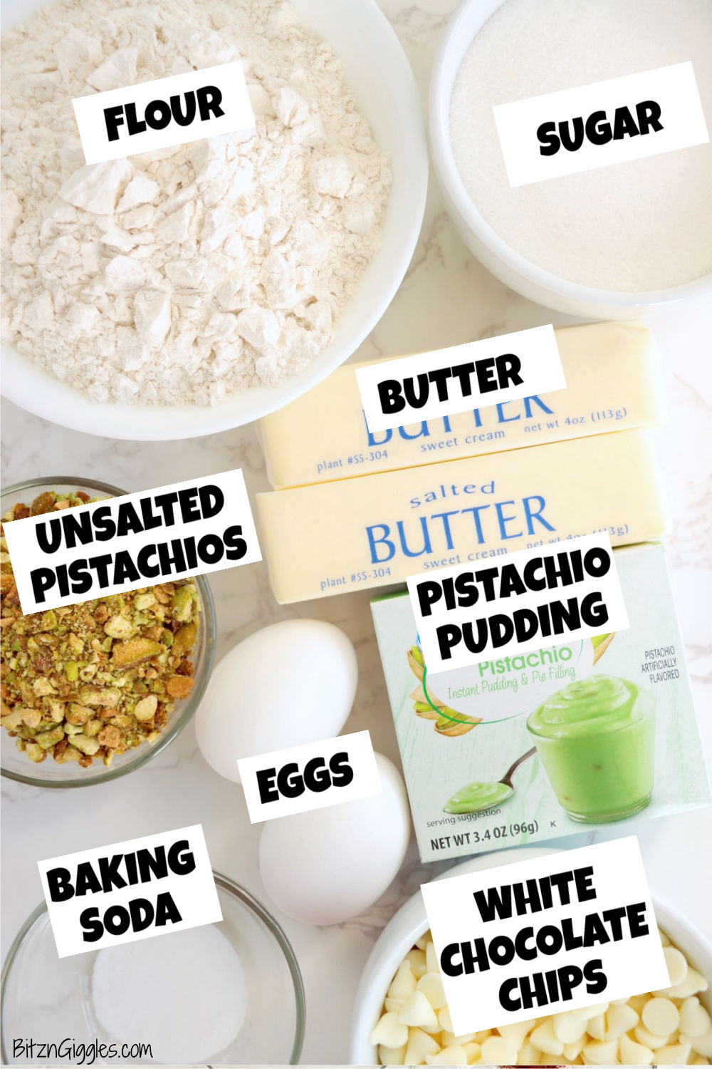 ingredients for making pistachio cookies