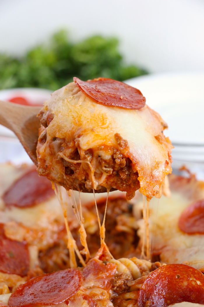 spoonful of meaty casserole