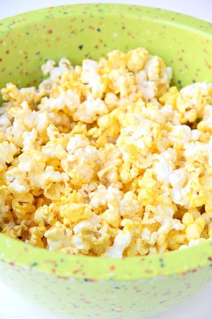 Halloween Popcorn - Candy-coated popcorn with sprinkles and a Halloween flair!