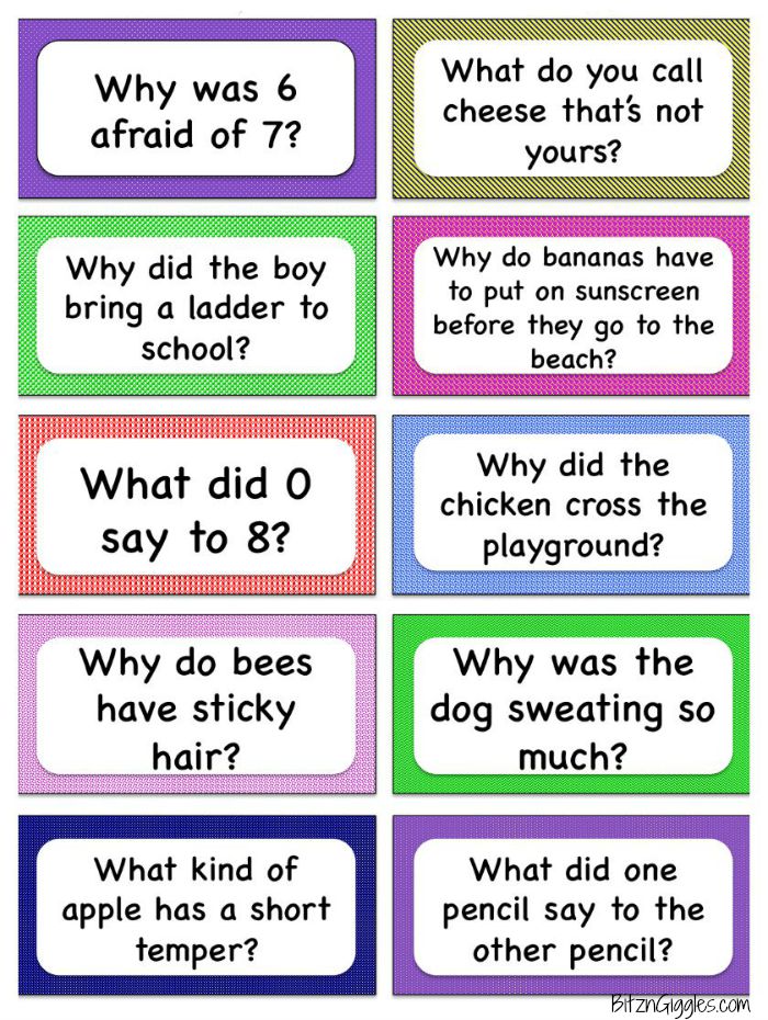 Printable Lunch Box Jokes - 10 printable joke cards perfect for putting a smile on your child's face at school! Let them know you're thinking of them!