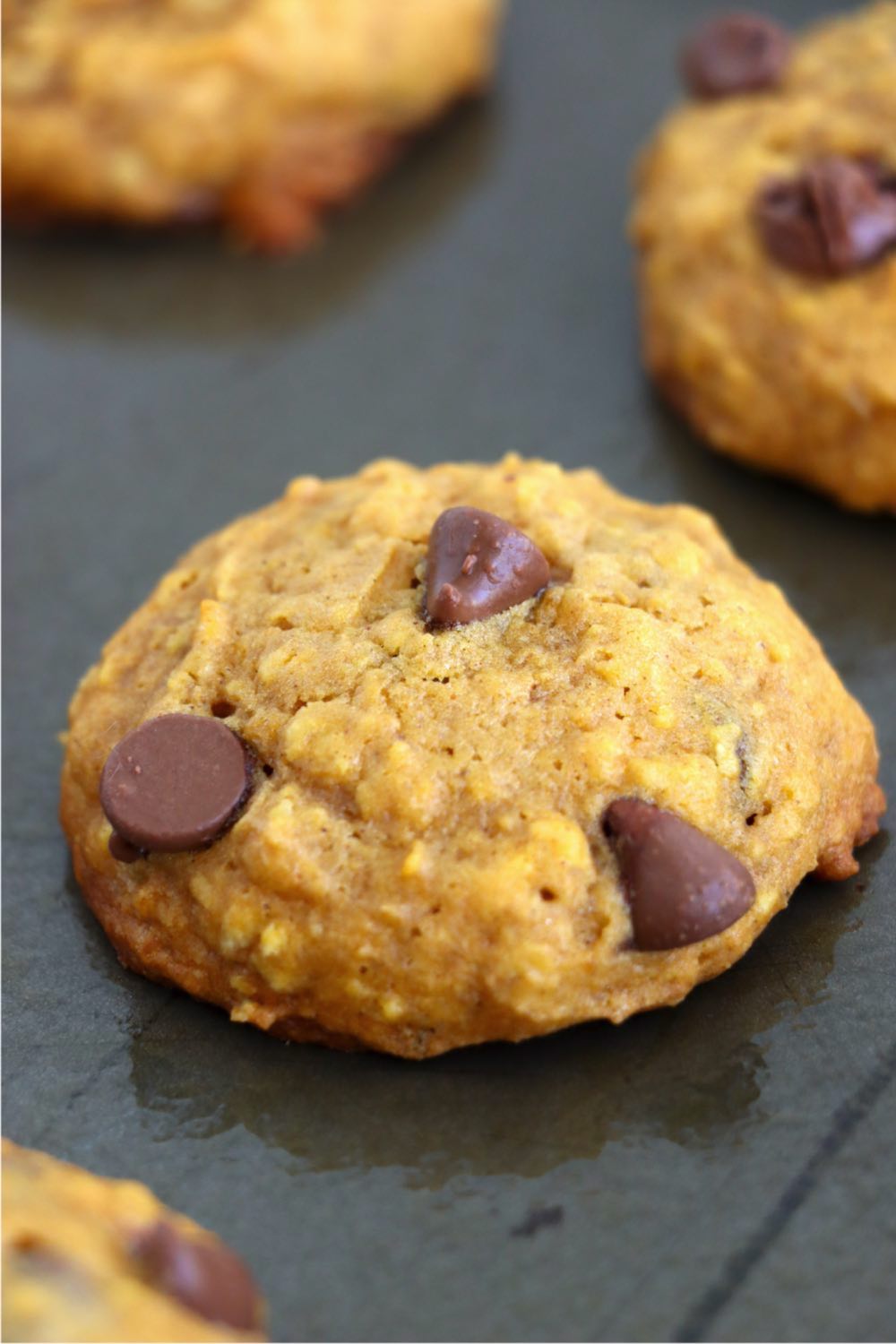 pumpkin cookie on baking sheet