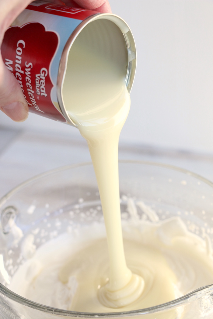 Adding sweetened condensed milk to whipped cream
