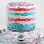 Red White and Blue Trifle - An easy and patriotic red, white and blue trifle dessert made with crumbles of white cake and a sweet creamy filling!