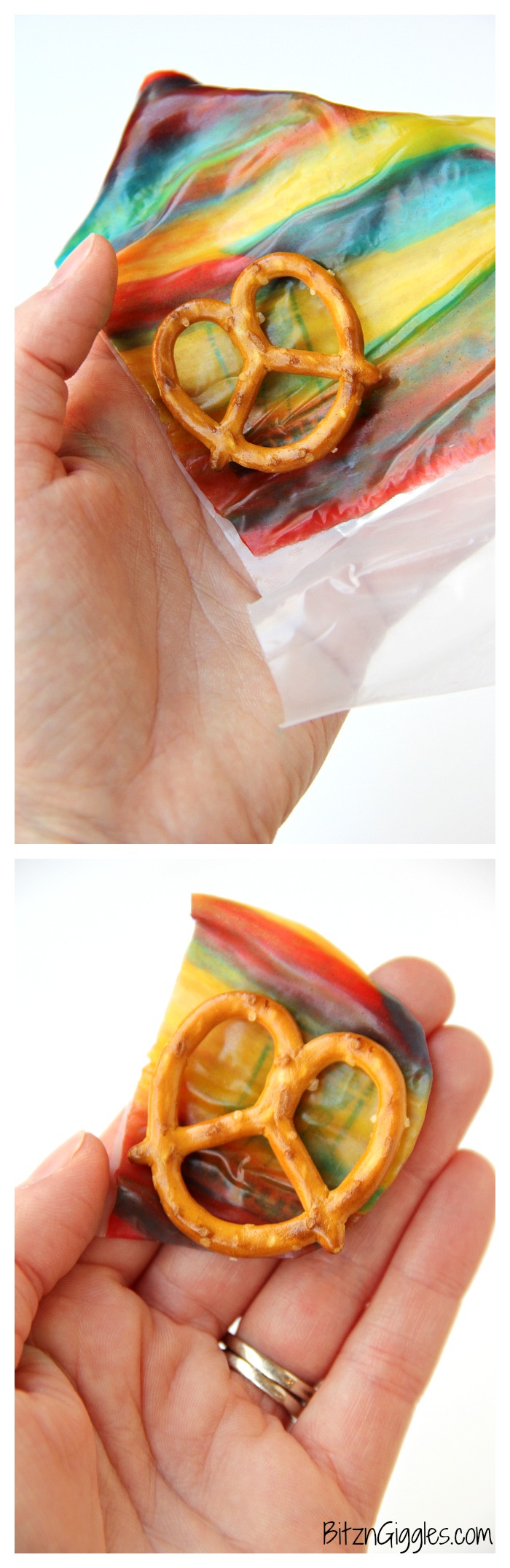 These Pretzel Butterflies are only four ingredients and so much fun to snack on! Fruit Roll-Ups bring color to the wings and give a gorgeous stained glass effect. So pretty when held up to the sun!