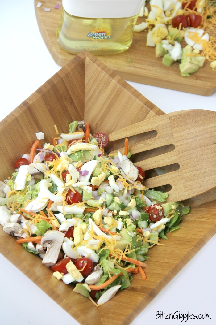 A delicious, crisp chopped salad with loads of fresh veggies, perfect for serving up in the summer after a visit to the farmer's market!
