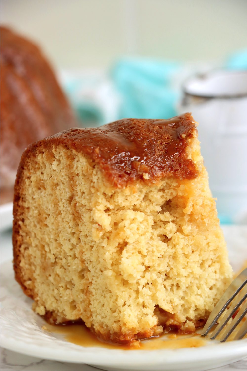 half eaten piece of butter cake