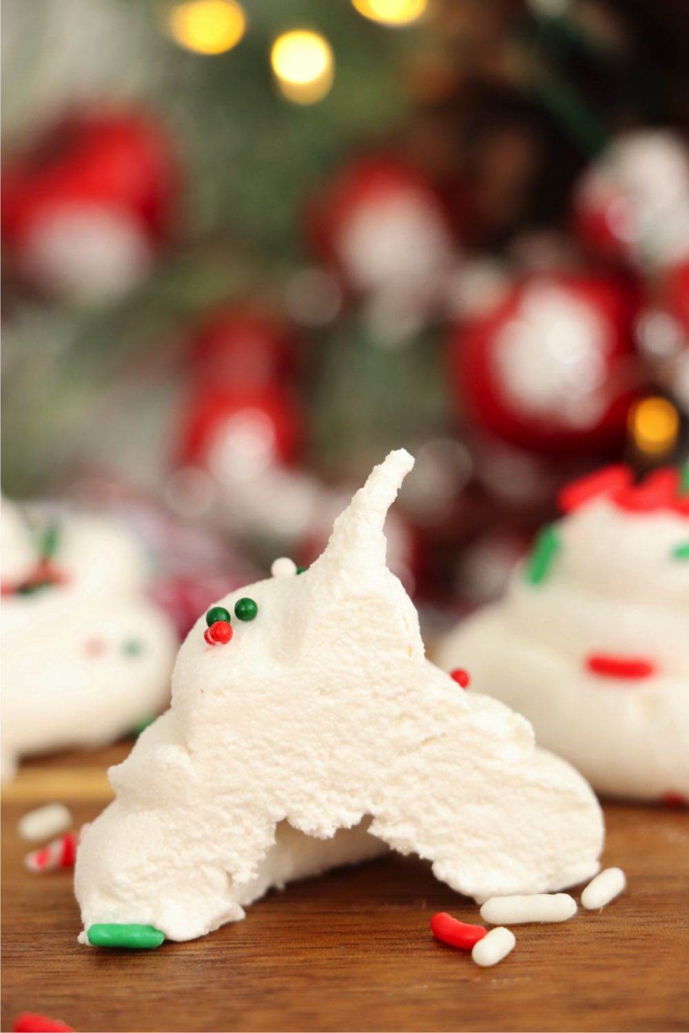 half eaten piece of homemade seafoam candy