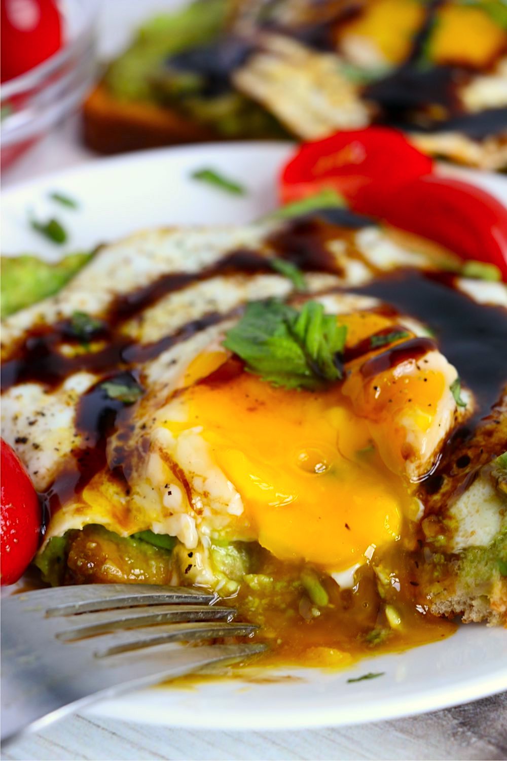 Dripping egg on avocado toast