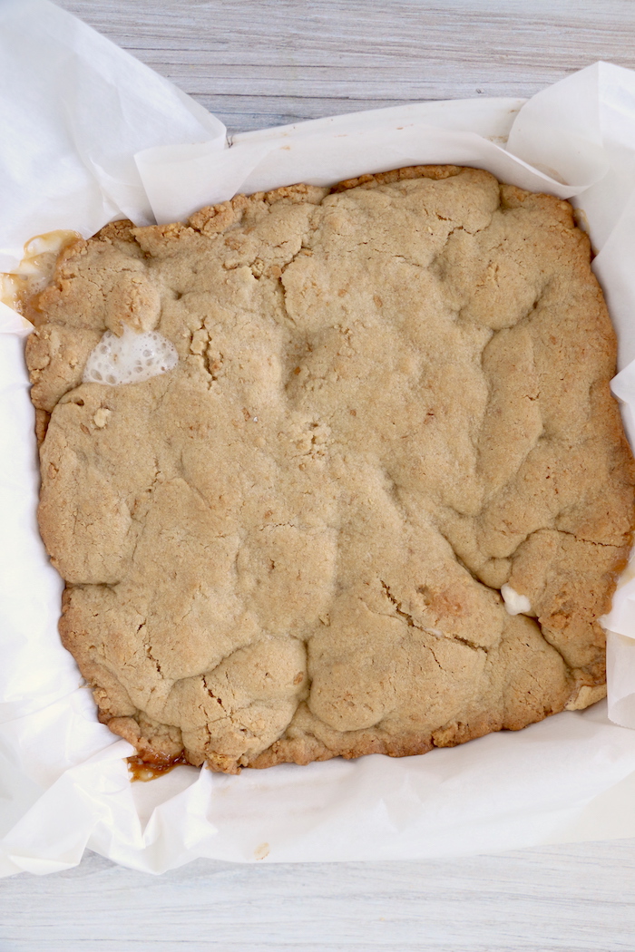 pan of baked s'mores bars