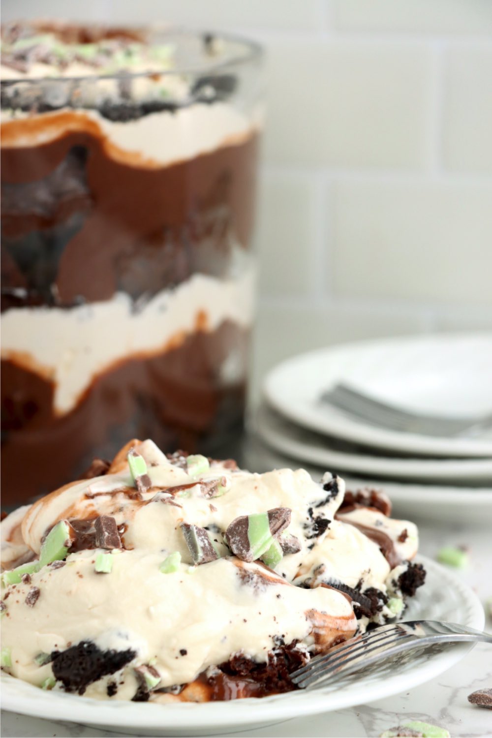 plate with trifle dessert