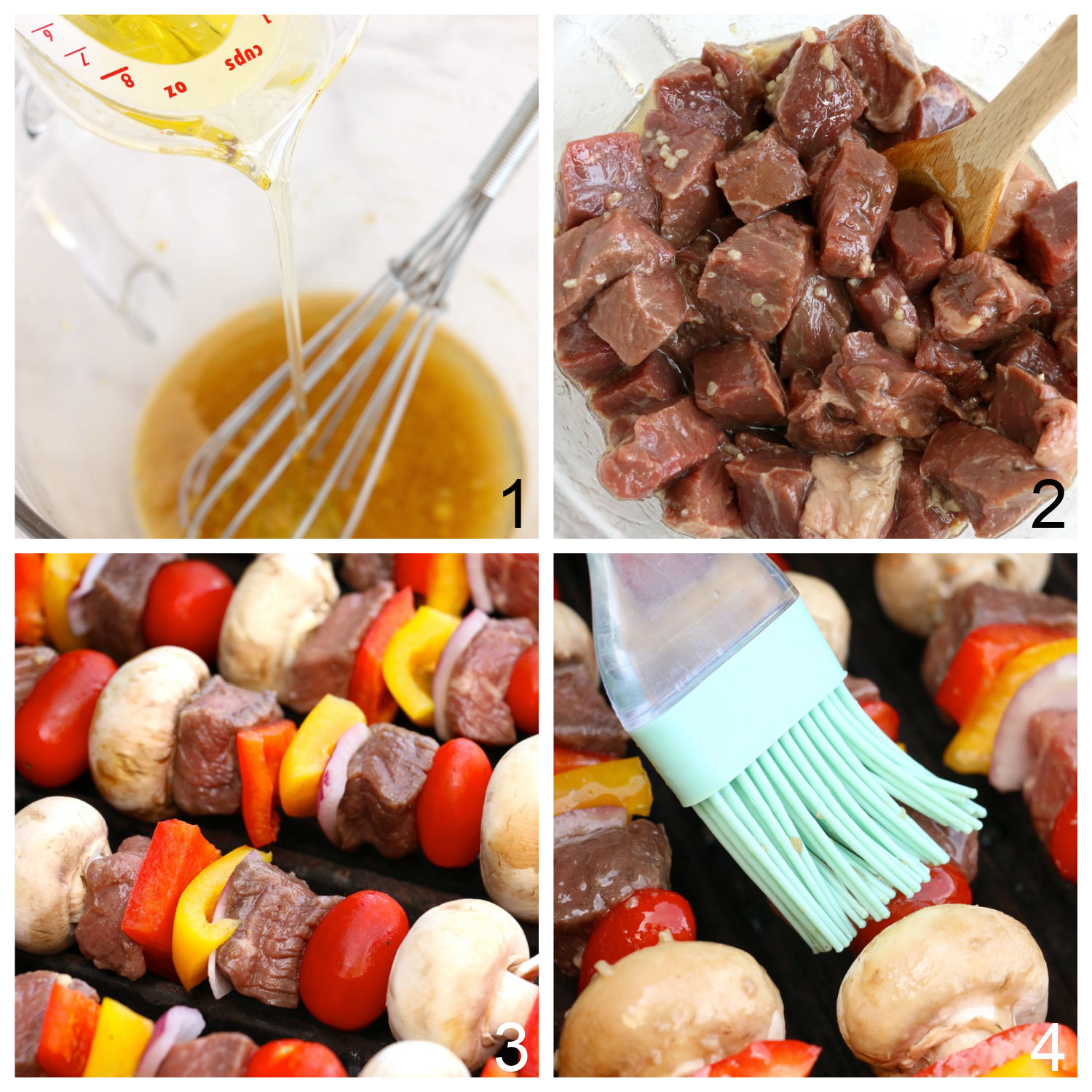 steps for making steak and veggie kabobs