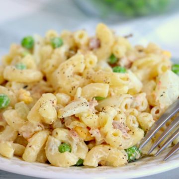 plate of tuna macaroni salad
