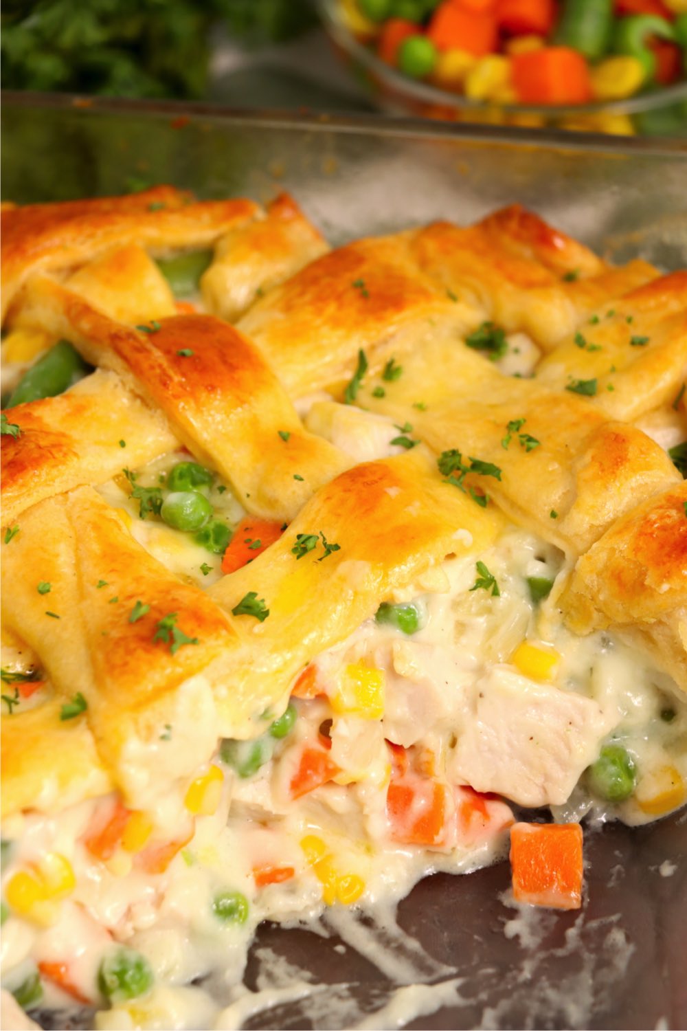 Turkey casserole with section removed