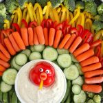 vegetables arranged in the shape of a turkey