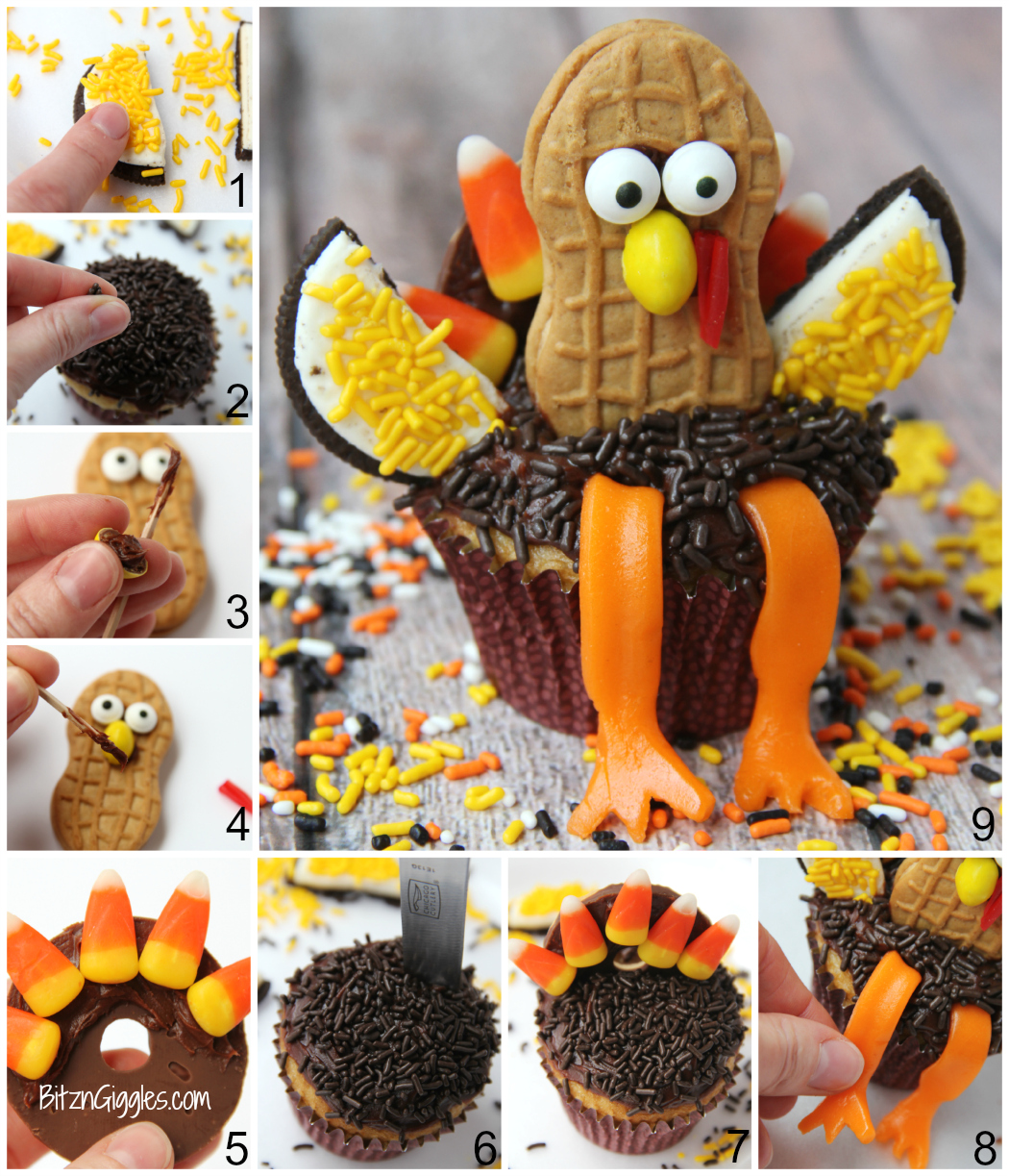 Tom Turkey Cupcakes - The cutest Thanksgiving dessert that will grace the table this year! These cupcakes make great projects for the classroom or at home!
