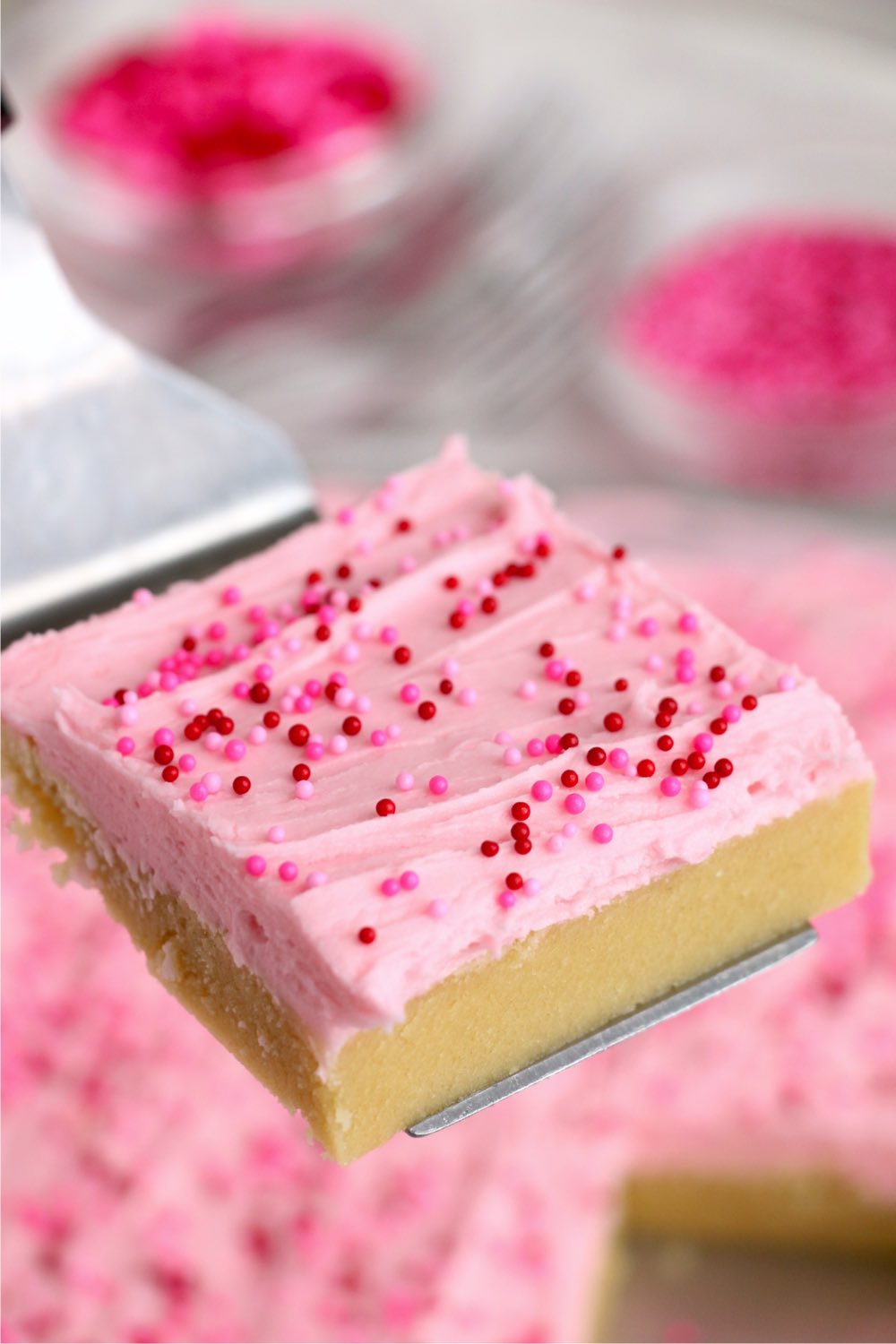 server holding sugar cookie bar