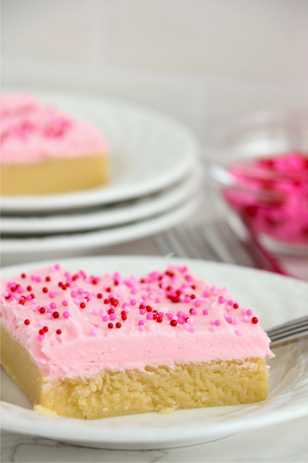 sugar cookie cake bar on a plate