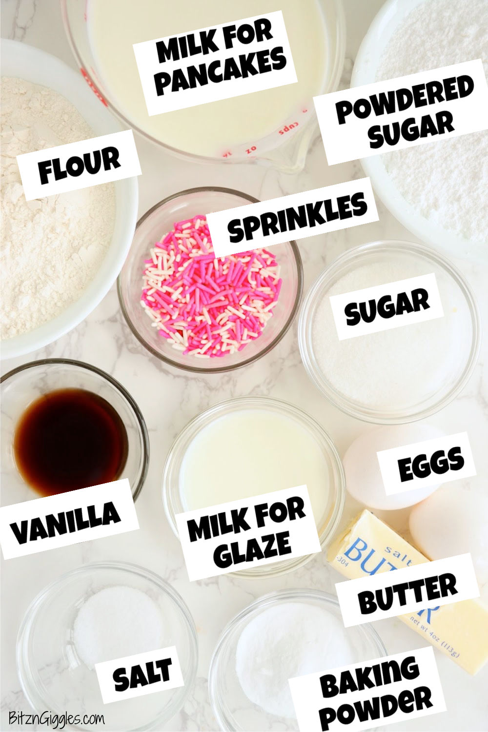 ingredients for Valentine's Day pancakes