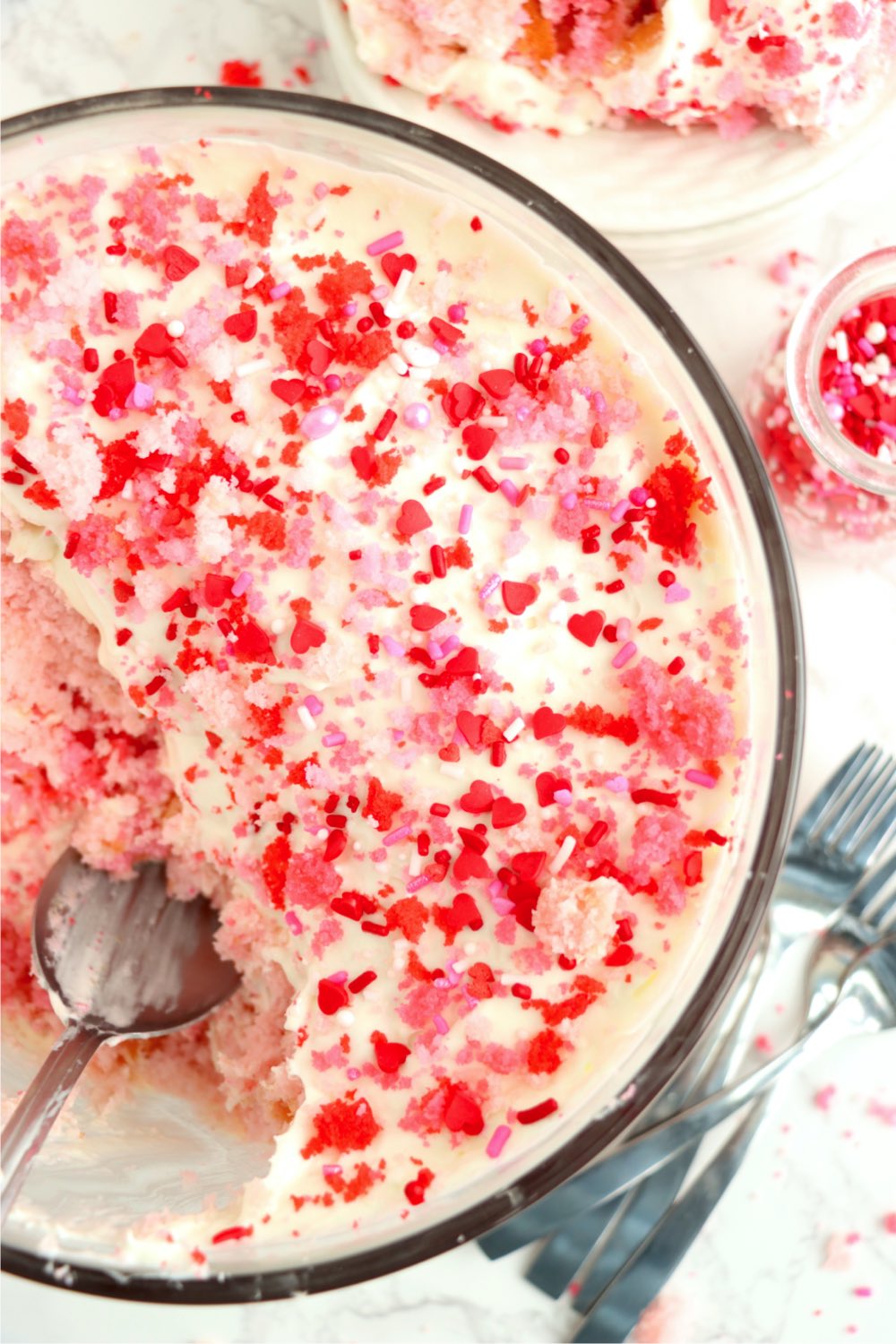 spoon in a Valentine's Day trifle