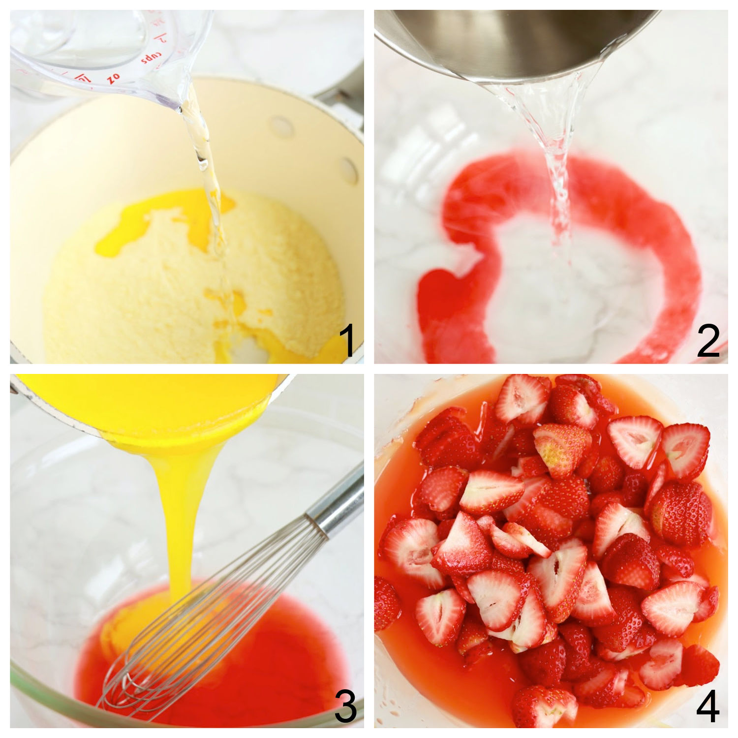 steps for making the filling for a strawberry pie