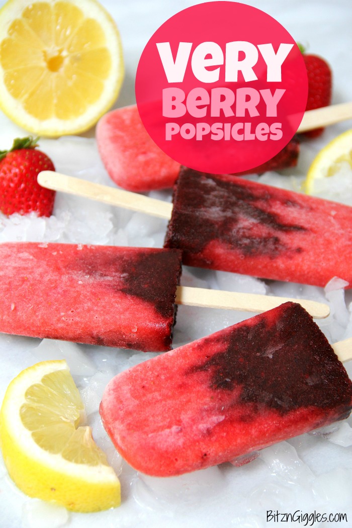 Very Berry Popsicles - Fresh strawberries swirled with blackberries and lemon make these homemade popsicles a truly refreshing treat!