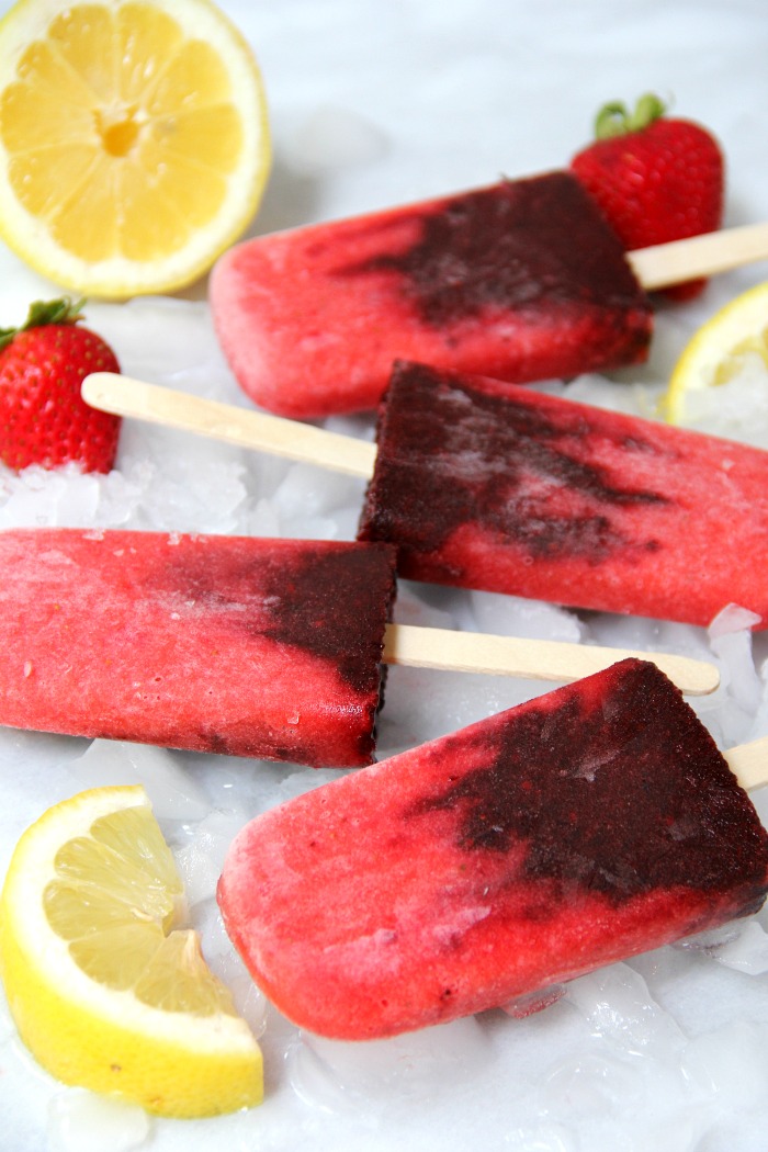 Very Berry Popsicles - Fresh strawberries swirled with blackberries and lemon make these homemade popsicles a truly refreshing treat!