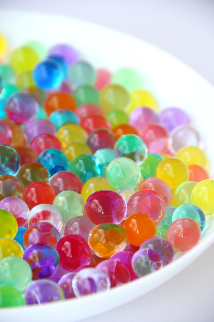 Water Bead Stress Ball - A transparent balloon filled with colorful water beads makes for a soothing and fun kids toy or stress reliever!