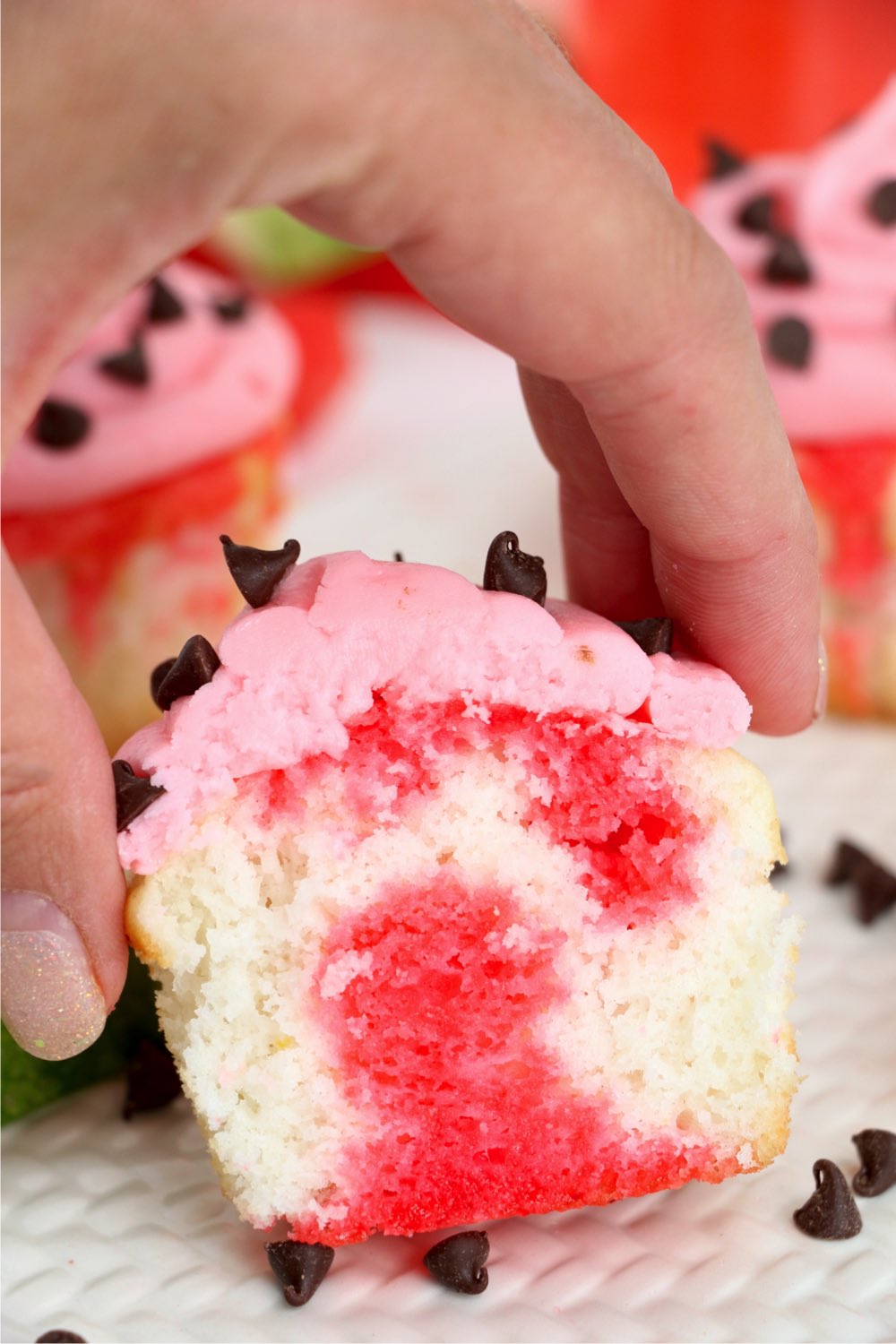 inside of a jello poke cupcake